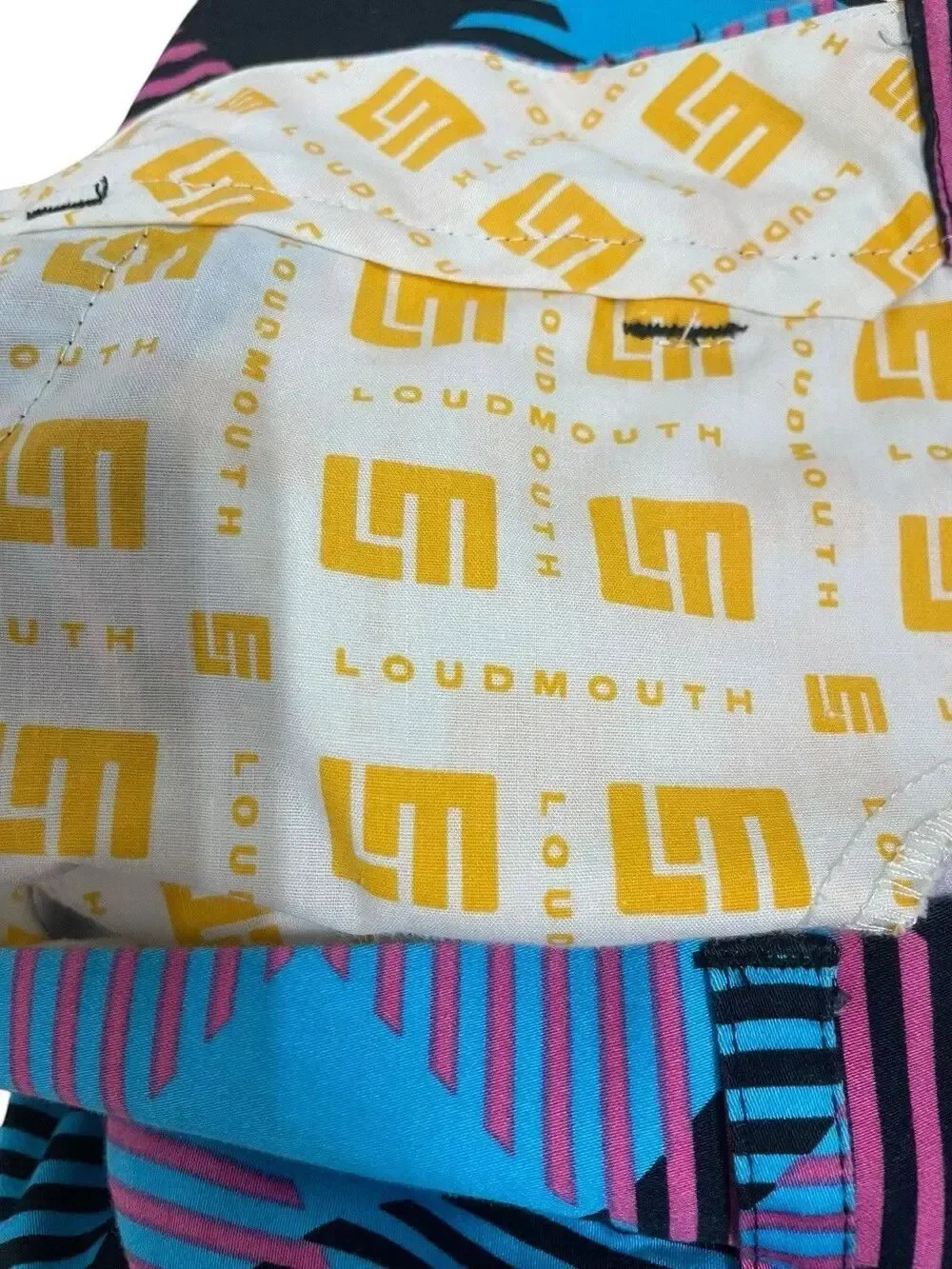 Loudmouth Golf Shorts Women’s Size 36 Pink Blue Geometric Stretch Cotton